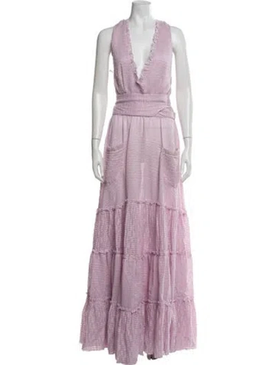 Pre-owned Luisa Beccaria Patterned Long Dress In Purple