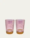 Luisa Beccaria Pink Shaded Glass Tumblers, Set Of 2 In 113s Shaded From Red To Pink