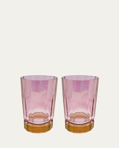 Luisa Beccaria Pink Shaded Glass Tumblers, Set Of 2 In 113s Shaded From Red To Pink