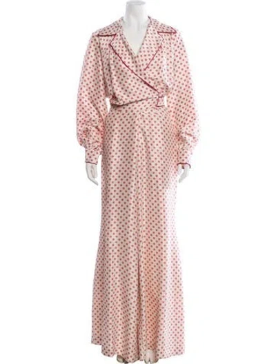 Pre-owned Luisa Beccaria Polka Dot Print V-neck Jumpsuit In Multi