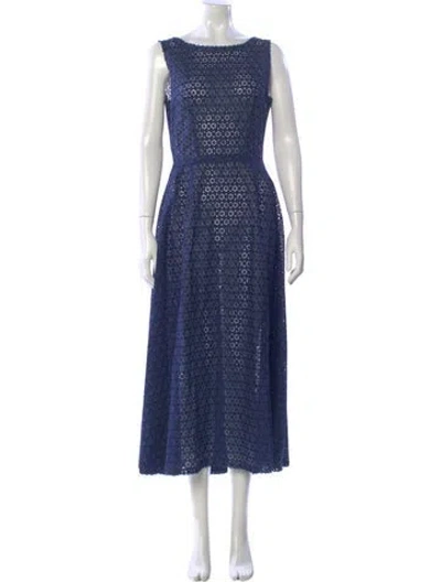 Pre-owned Luisa Beccaria Printed Long Dress W/ Tags In Blue