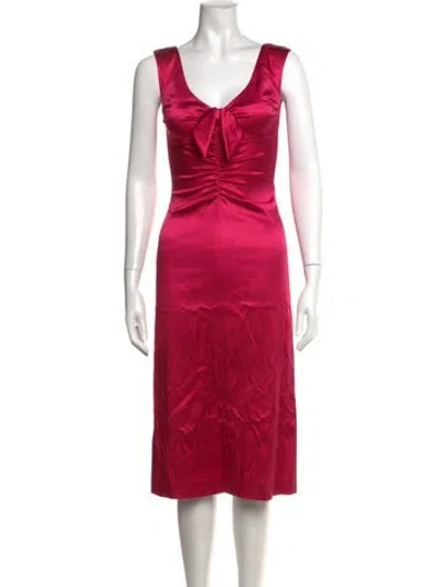 Pre-owned Luisa Beccaria Satin Midi Length Dress In Pink