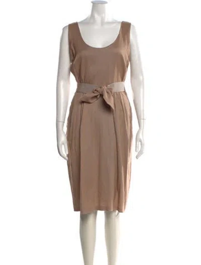 Pre-owned Luisa Beccaria Scoop Neck Knee-length Dress In Neutrals