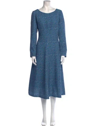Pre-owned Luisa Beccaria Scoop Neck Midi Length Dress In Blue