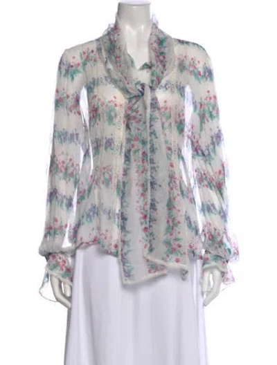 Pre-owned Luisa Beccaria Silk Floral Print Blouse In Multi