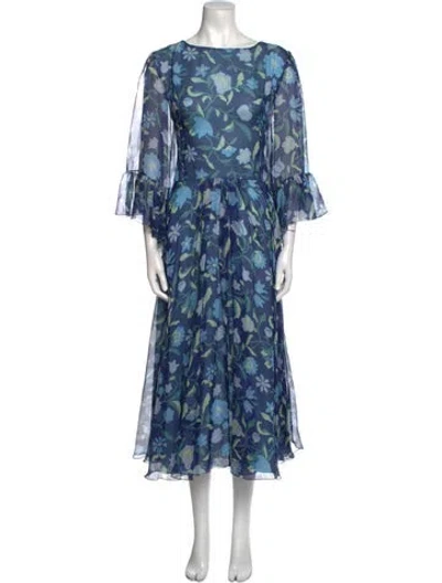 Pre-owned Luisa Beccaria Silk Long Dress In Blue