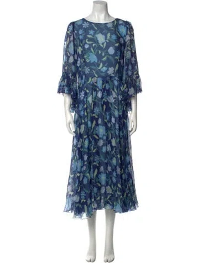 Pre-owned Luisa Beccaria Silk Long Dress In Blue