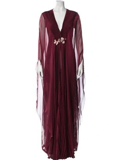 Pre-owned Luisa Beccaria Silk Long Dress In Burgundy