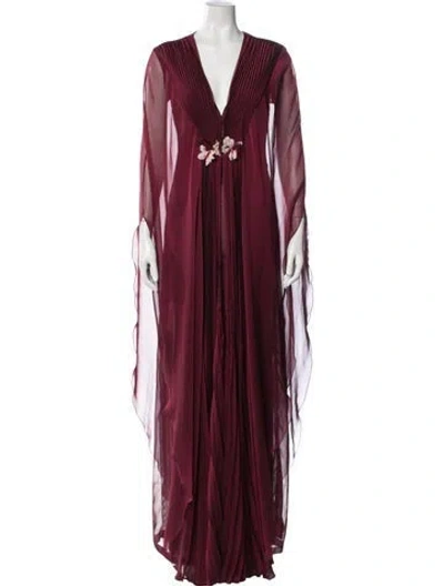 Pre-owned Luisa Beccaria Silk Long Dress In Burgundy