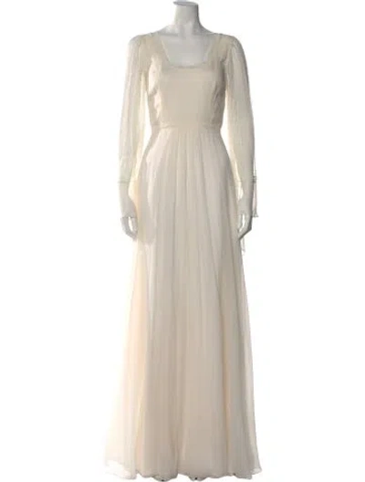 Pre-owned Luisa Beccaria Silk Long Dress In Neutral