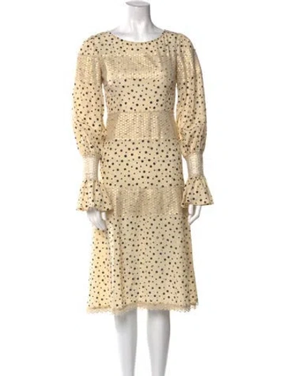 Pre-owned Luisa Beccaria Silk Midi Length Dress In Neutral