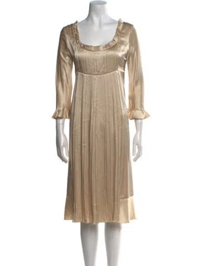 Pre-owned Luisa Beccaria Silk Midi Length Dress In Neutral