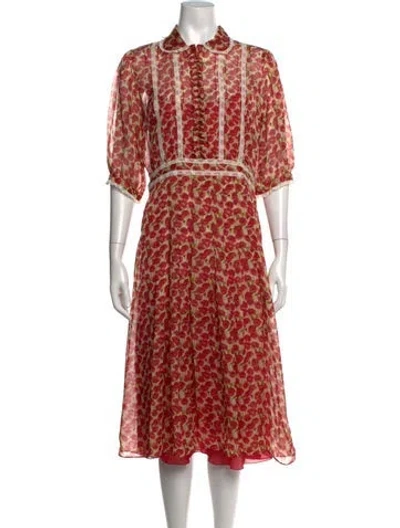 Pre-owned Luisa Beccaria Silk Midi Length Dress In Red