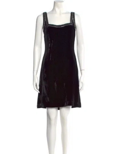 Pre-owned Luisa Beccaria Square Neckline Mini Dress In Black