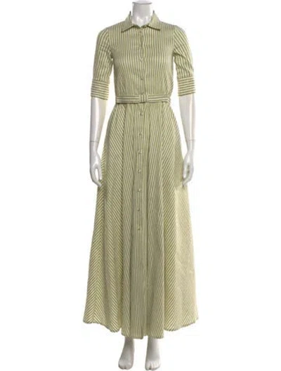 Pre-owned Luisa Beccaria Striped Long Dress In Green