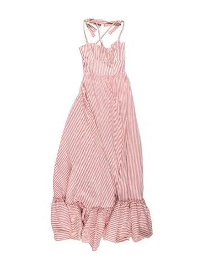 Pre-owned Luisa Beccaria Striped Long Dress In Pink