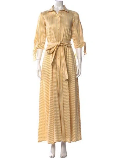 Pre-owned Luisa Beccaria Striped Long Dress In Yellow