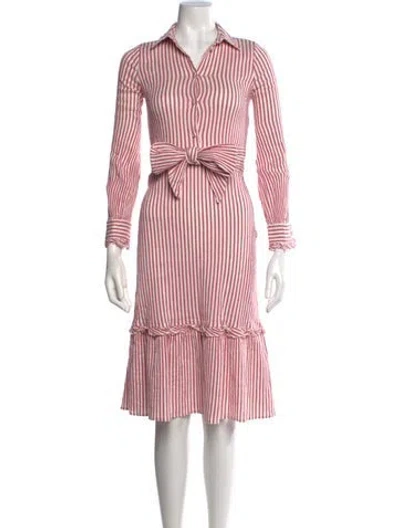Pre-owned Luisa Beccaria Striped Midi Length Dress In Burgundy