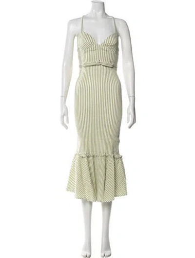 Pre-owned Luisa Beccaria Striped Midi Length Dress In Neutral