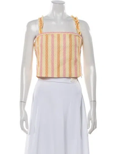 Pre-owned Luisa Beccaria Striped Square Neckline Crop Top In Multicolor