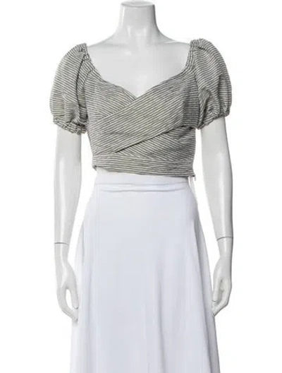 Pre-owned Luisa Beccaria Striped V-neck Crop Top In Multicolor