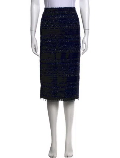 Pre-owned Luisa Beccaria Tweed Pattern Midi Length Skirt In Black