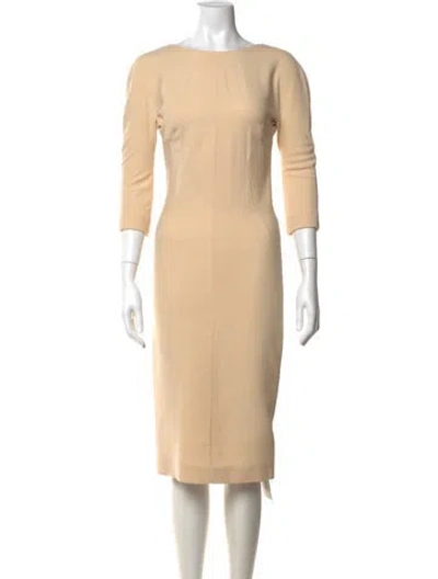 Pre-owned Luisa Beccaria Virgin Wool Knee-length Dress In Neutrals