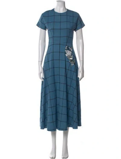 Pre-owned Luisa Beccaria Virgin Wool Long Dress In Blue