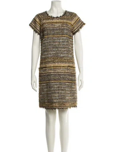 Pre-owned Luisa Beccaria Virgin Wool Mini Dress In Neutral