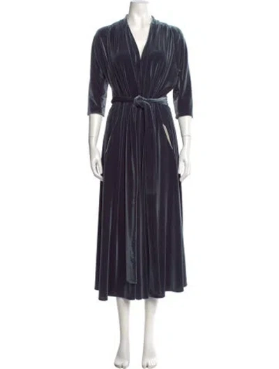 Pre-owned Luisa Beccaria V-neck Long Dress In Blue