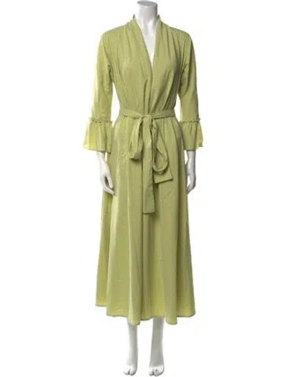 Pre-owned Luisa Beccaria V-neck Long Dress In Green