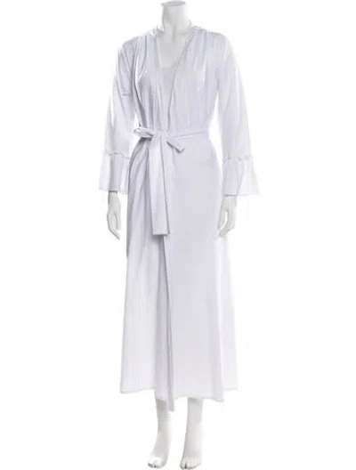 Pre-owned Luisa Beccaria V-neck Long Dress In White