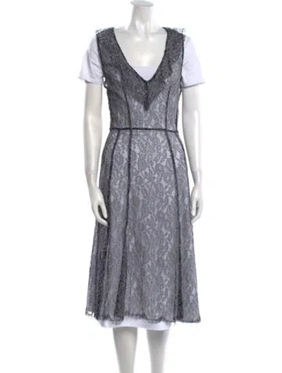 Pre-owned Luisa Beccaria V-neck Midi Length Dress In Multi