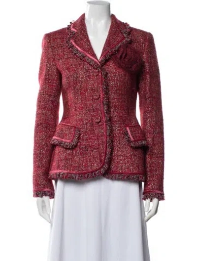 Pre-owned Luisa Beccaria Wool Tweed Pattern Blazer In Red
