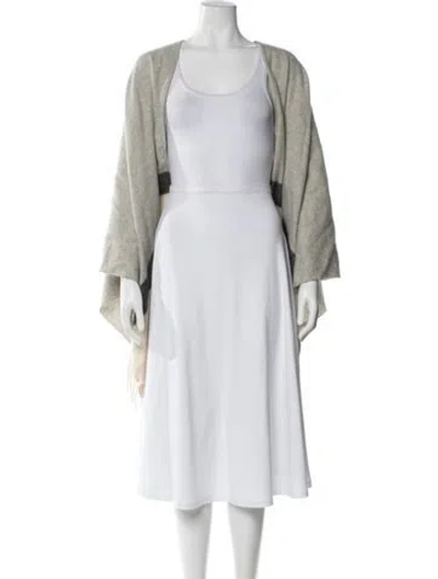 Pre-owned Luisa Brini Colorblock Pattern Poncho In Neutral