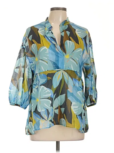 Pre-owned Luisa Cerano 3/4 Sleeve Blouse In Blue