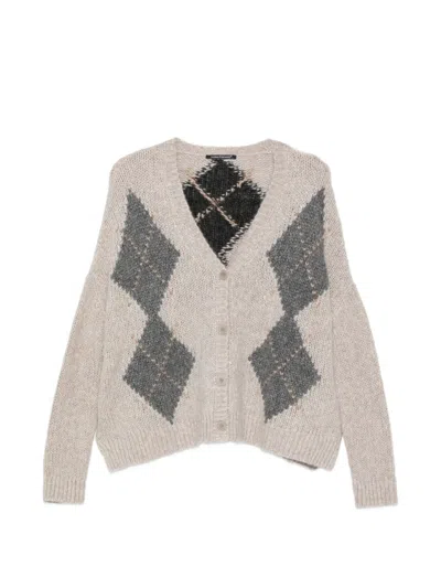 Luisa Cerano Argyle-knit V-neck Cardigan In Neutral