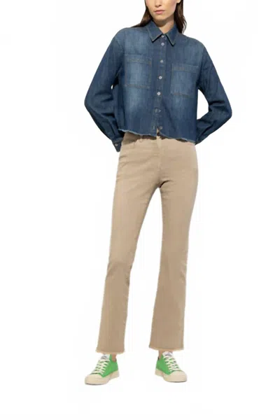 Luisa Cerano Authentic Baby Flare Denim Trousers In Sandy Beige In Brown