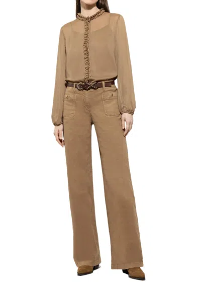 Luisa Cerano Authentic Wide-leg Denim Pants In Hanf In Brown