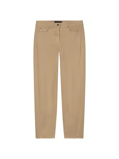 Luisa Cerano Barrel Leg Denim Trousers In Brown