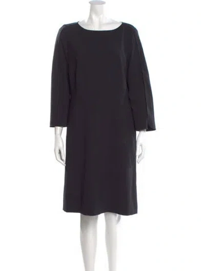 Pre-owned Luisa Cerano Bateau Neckline Knee-length Dress In Black