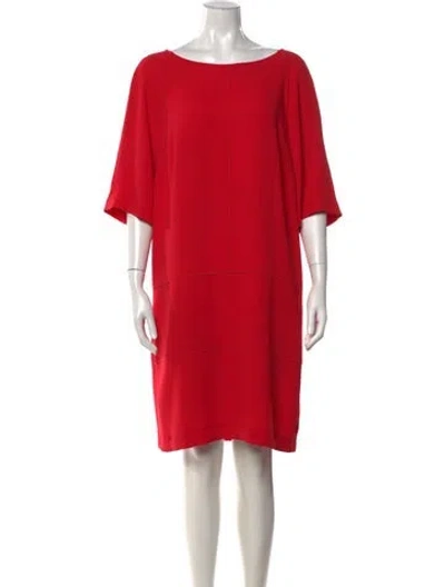Pre-owned Luisa Cerano Bateau Neckline Knee-length Dress In Red