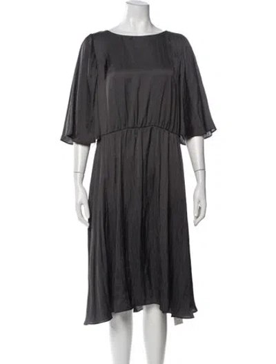 Pre-owned Luisa Cerano Bateau Neckline Midi Length Dress In Gray
