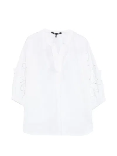 Luisa Cerano Broderie-anglaise V-neck Blouse In Gray