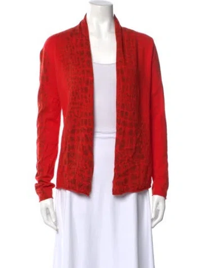 Pre-owned Luisa Cerano Cashmere Open Front Sweater In Orange