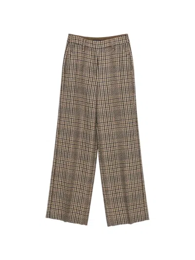 Luisa Cerano Check Wide-leg Trousers In Brown