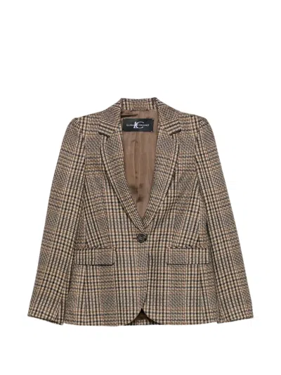 Luisa Cerano Check-pattern Single-breasted Blazer In Black