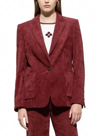 Luisa Cerano Corduroy One Button Blazer In Berry Red In Burgundy