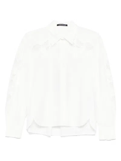 Luisa Cerano Vor Langarm-bluse Mit Stickerei In Offwhite