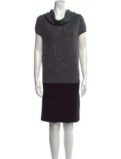 Pre-owned Luisa Cerano Cowl Neck Knee-length Dress In Black